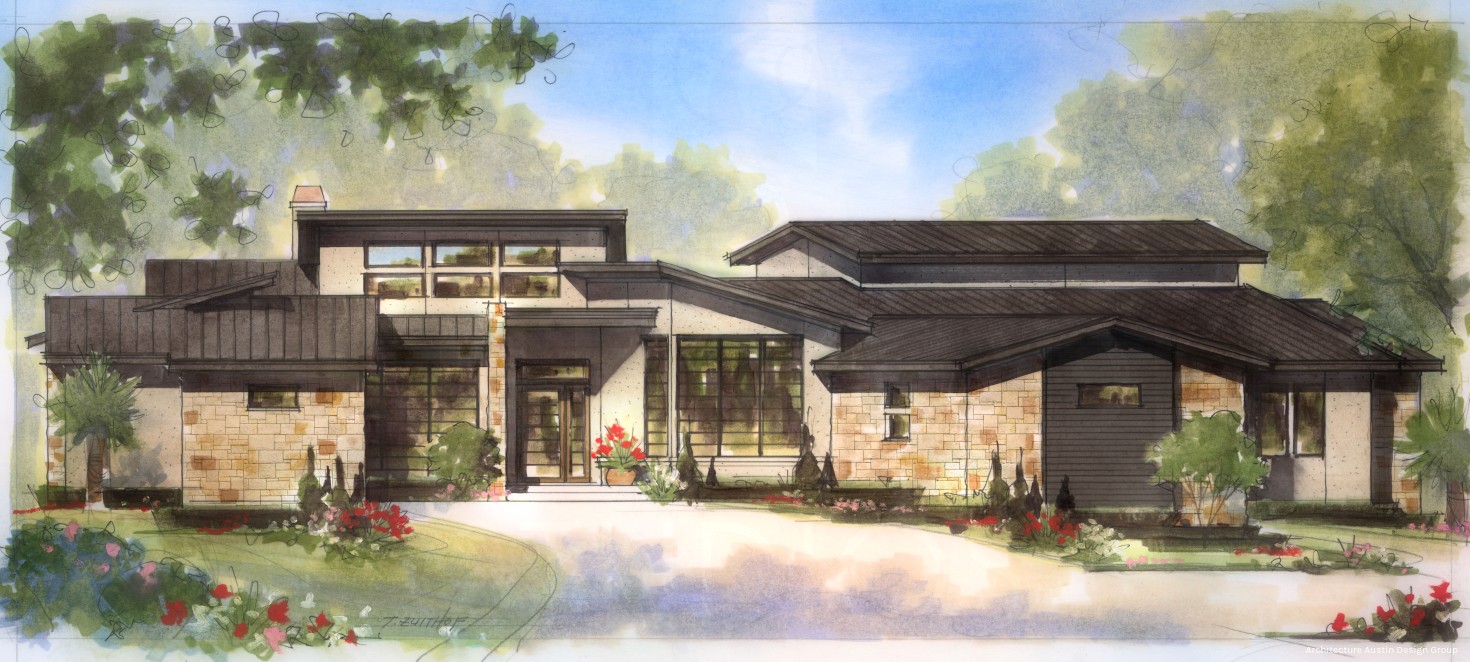 2D Classic Rendering Hill Country House