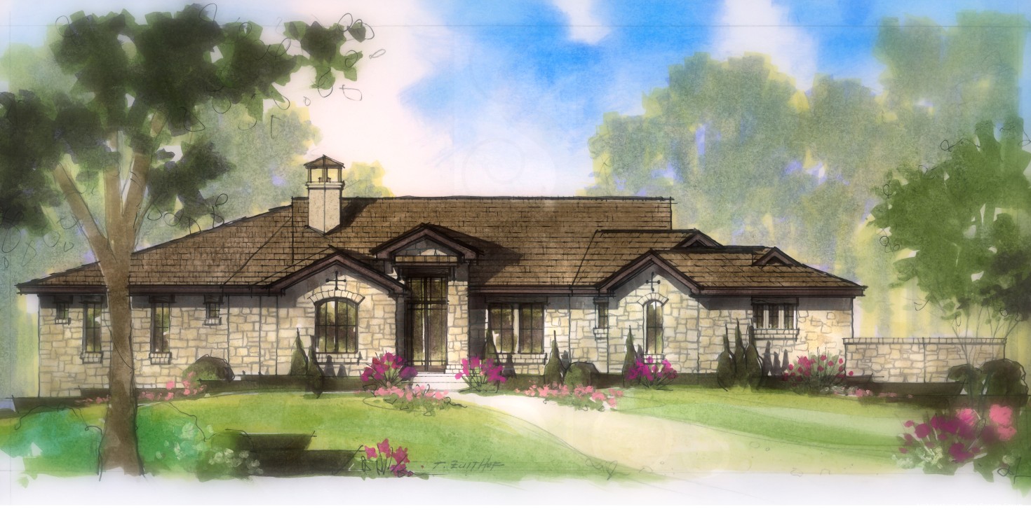 2D Classic Rendering Hill Country Ranch 2
