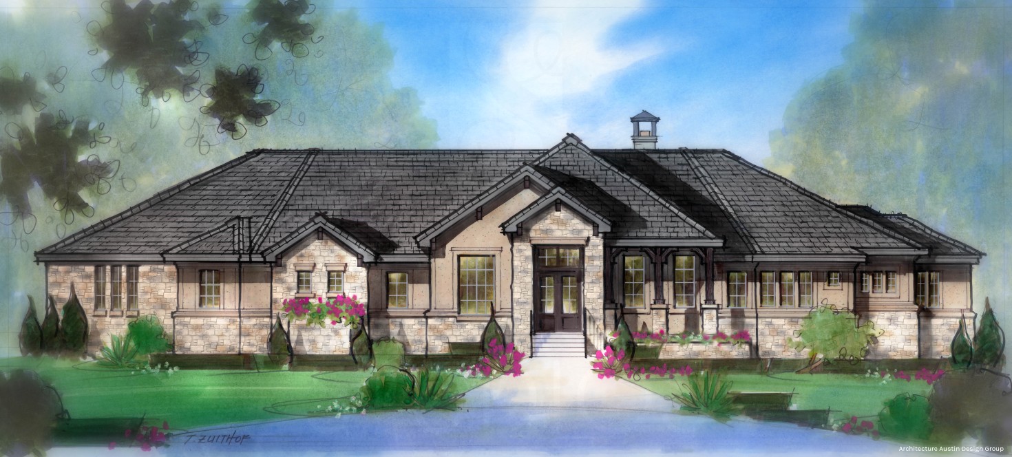 2D Classic Rendering Hill Country Ranch 3