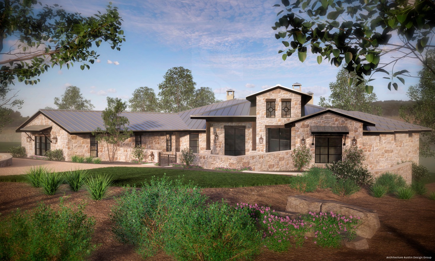 Hill Country Stone Home Rendering