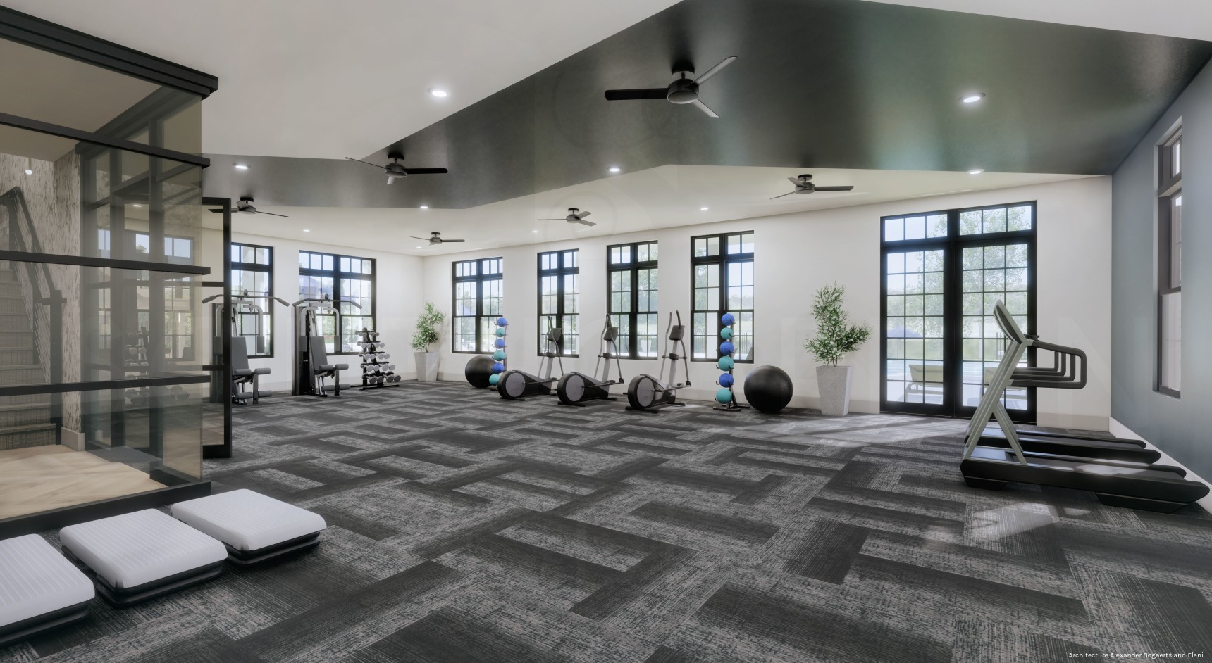 Exercise Room Interior Rendering