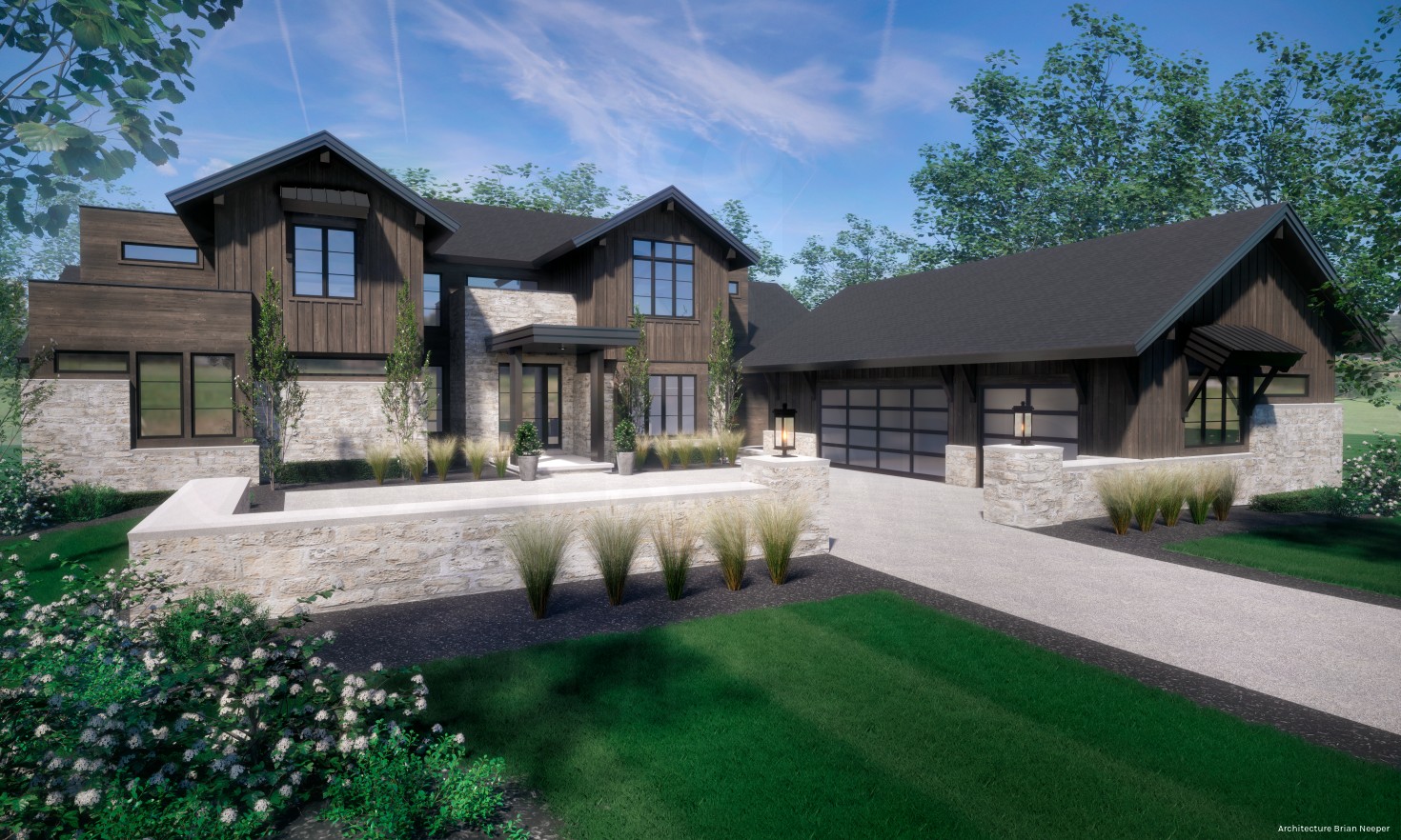 Michigan Modern Rustic Home Rendering