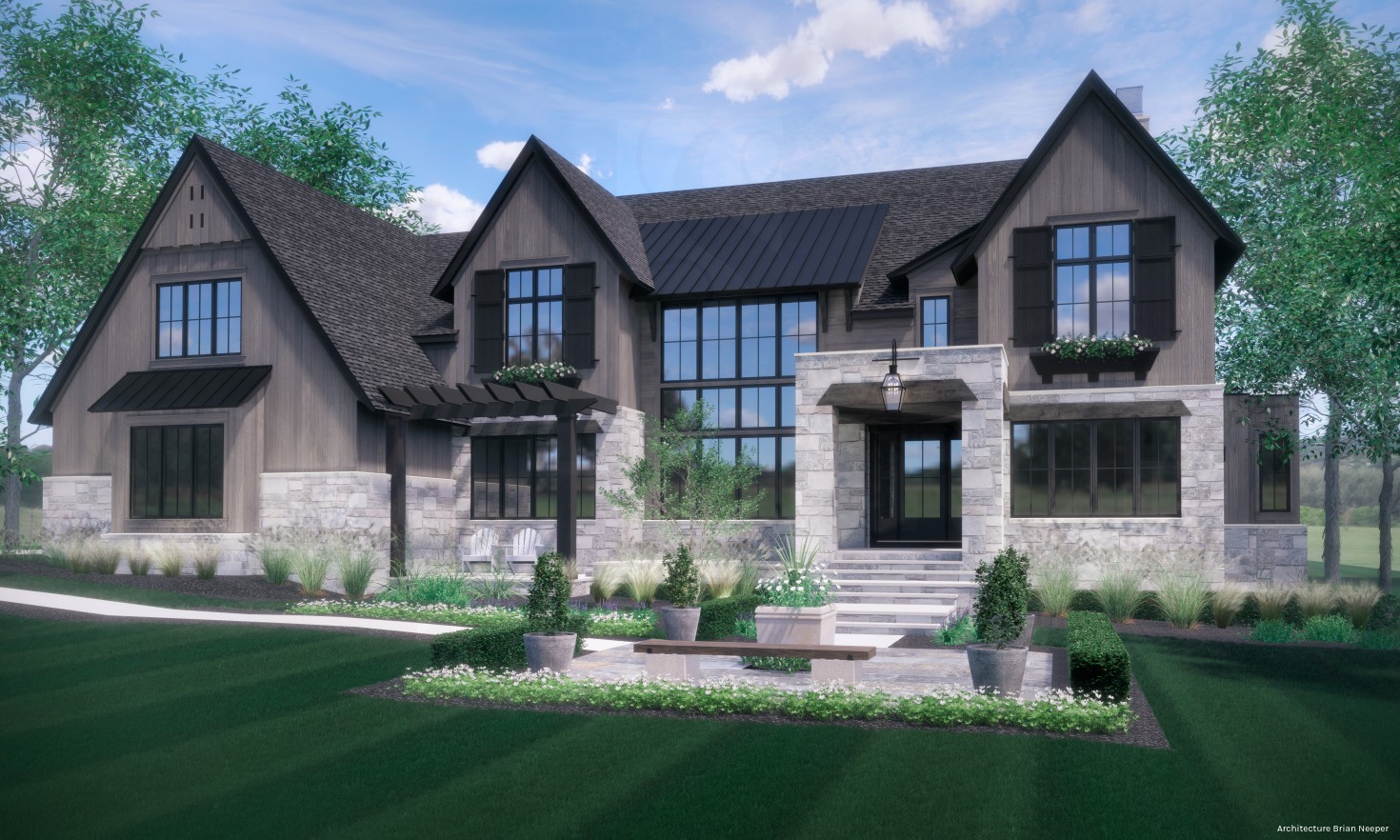 Rustic Modern Home Rendering