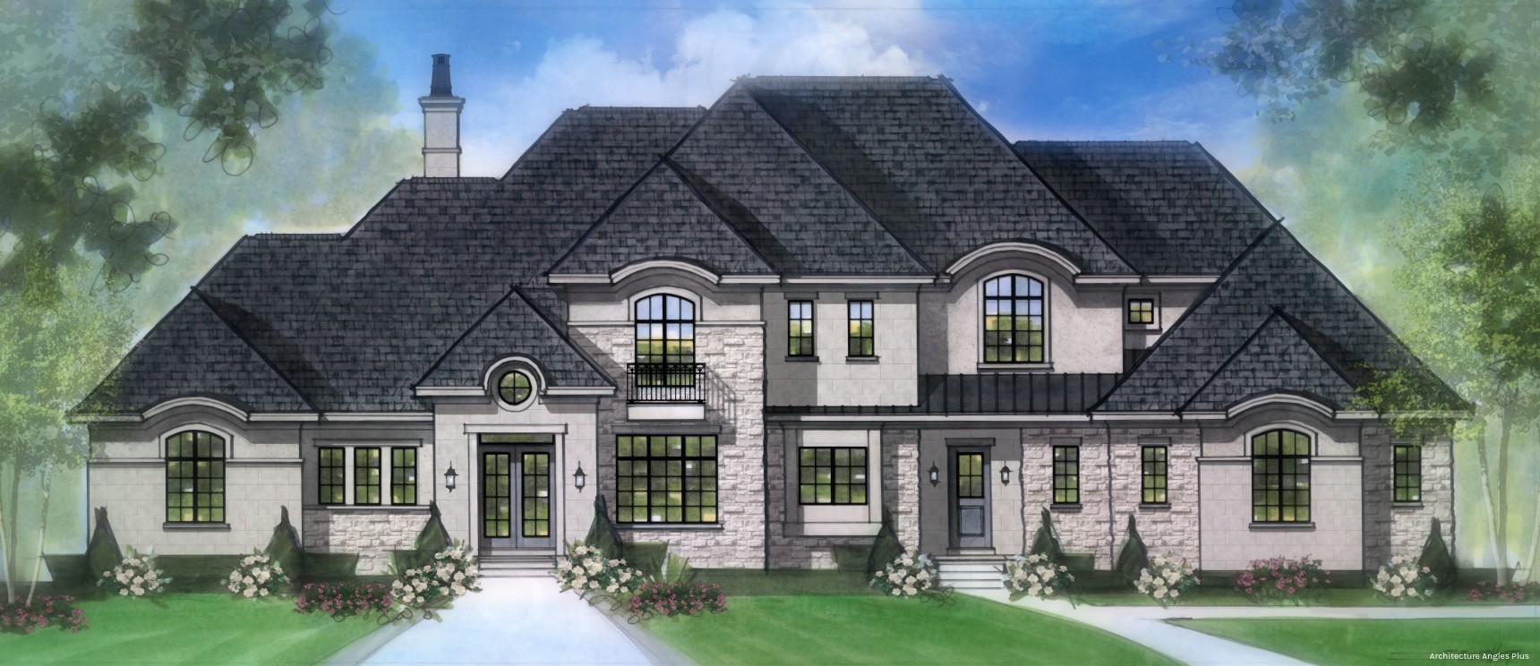 2D Classic Rendering Estate 2 Story