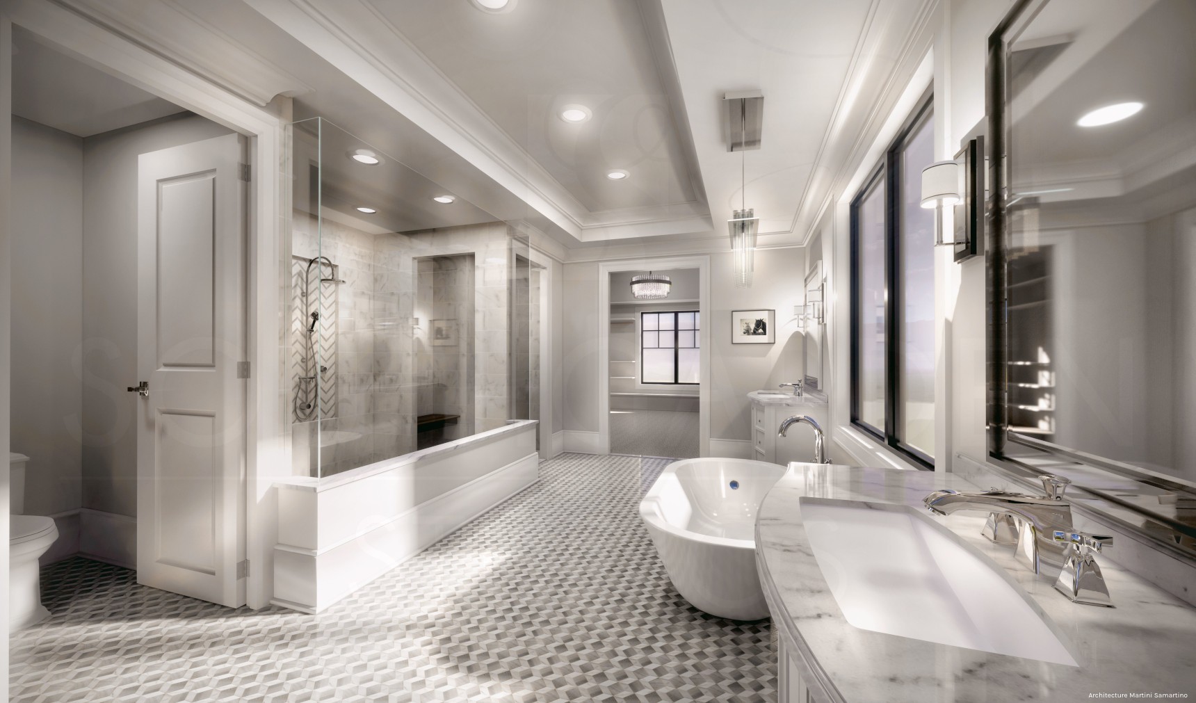 Custom Owner's Bath Rendering