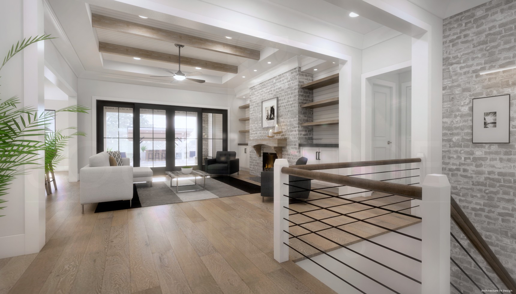Foyer and Great Room Interior Rendering